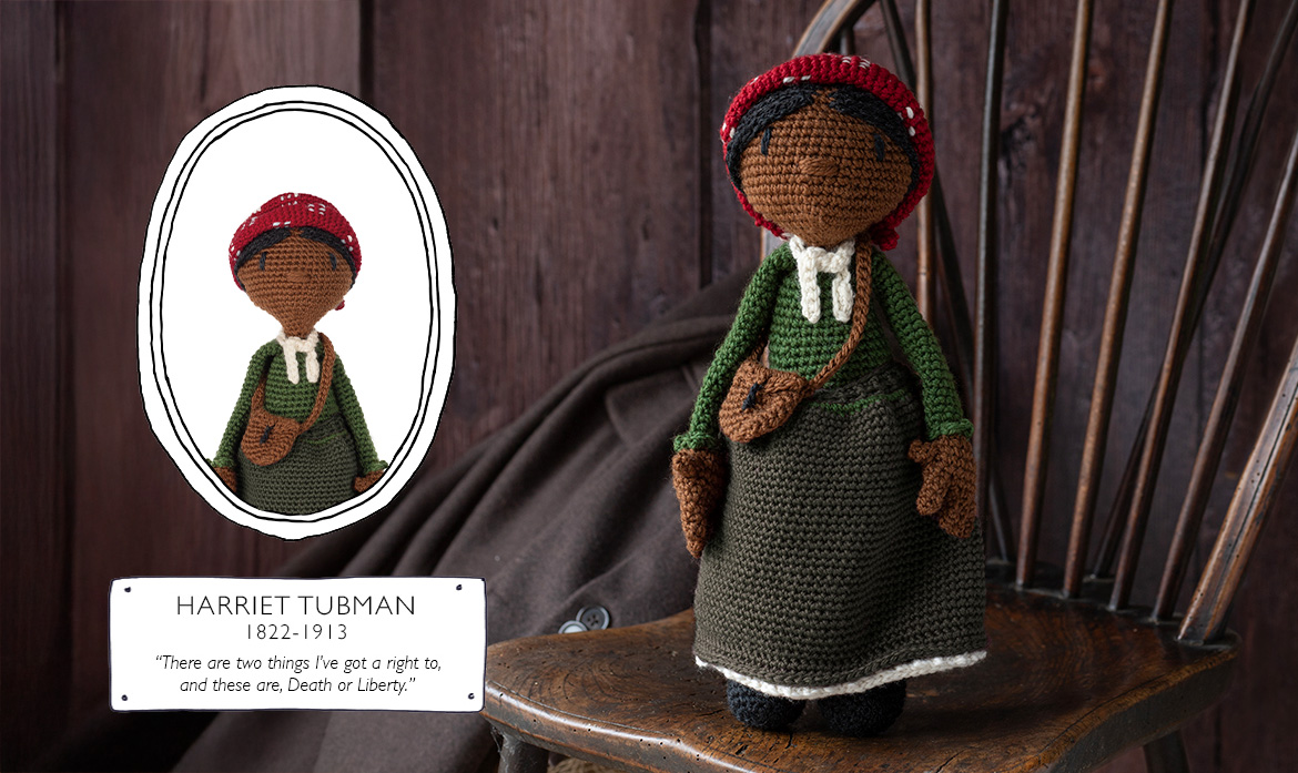 Harriet Tubman international womens day crochet doll